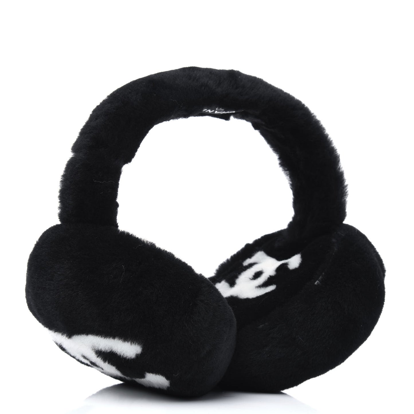 Shearling CC Ear Muffs Black White
