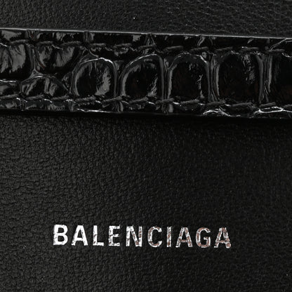 Balenciaga Shiny Calfskin Monochrome Crocodile Embossed Hourglass Chain Bag Black 11 of 17