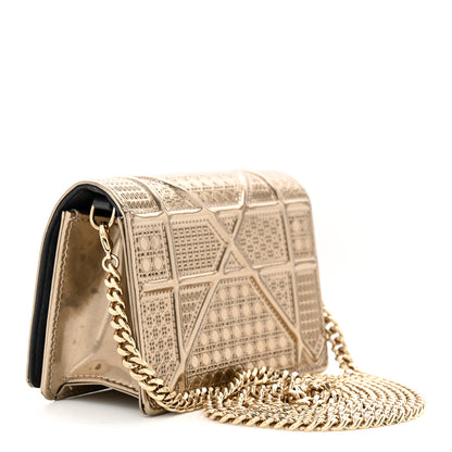 Christian Dior Metallic Patent Micro-Cannage Baby Diorama Flap Bag Gold 3 of 11