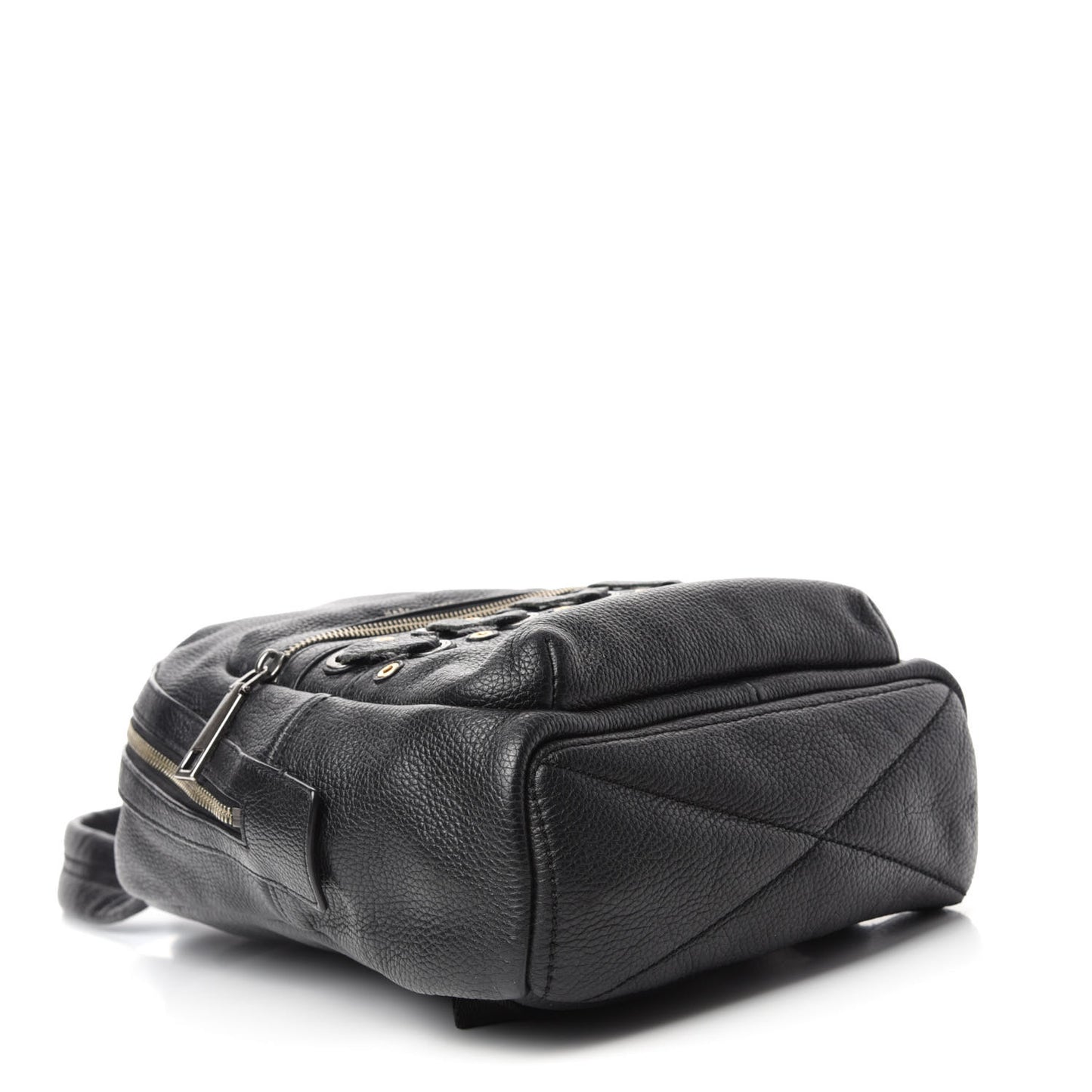 Calfskin Stitched Biker Backpack Black