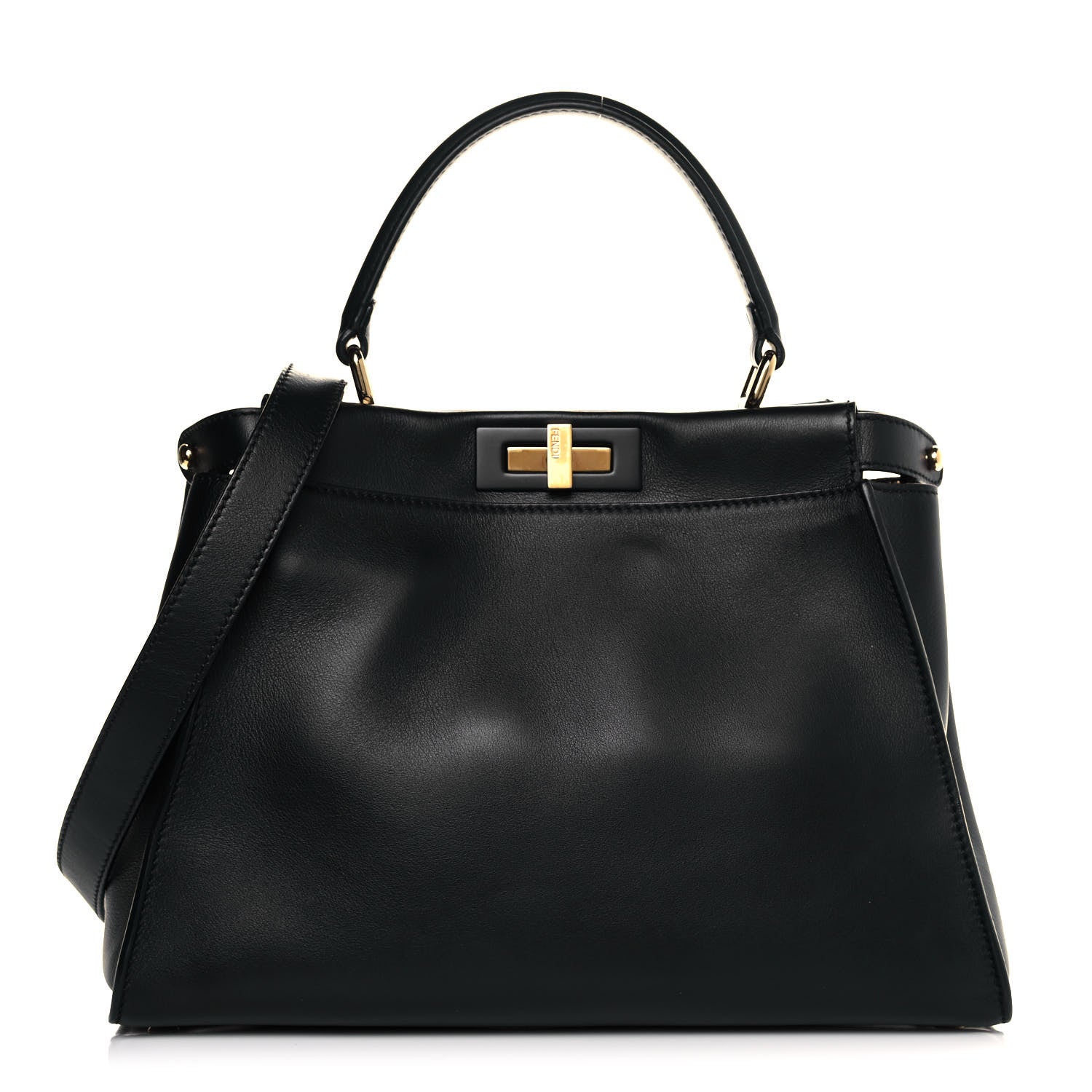 Fendi Calfskin Velvet Fun Fair Medium Peekaboo Iconic Satchel Black Tobacco Multicolor 1 of 12