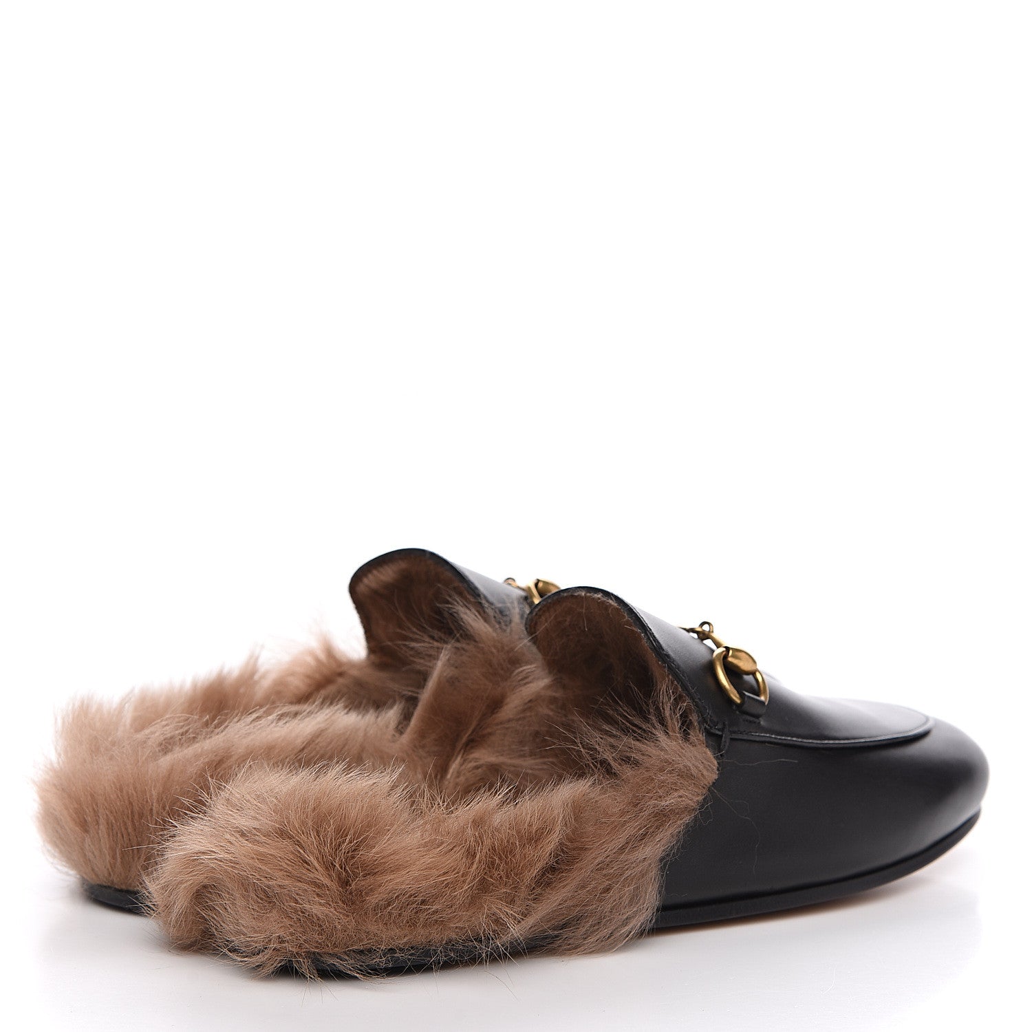 Gucci Calfskin Fur Womens Princetown Slippers 35.5 Black 4 of 10