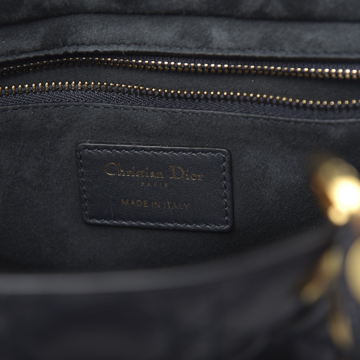 Lambskin Cannage Medium Lady Dior Navy Blue