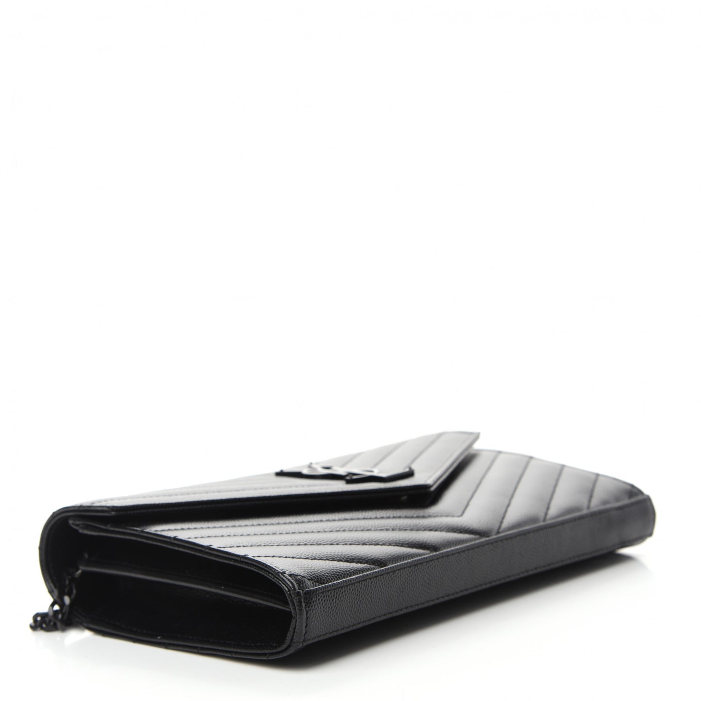 Grain De Poudre Matelasse Chevron Monogram Chain Wallet Black