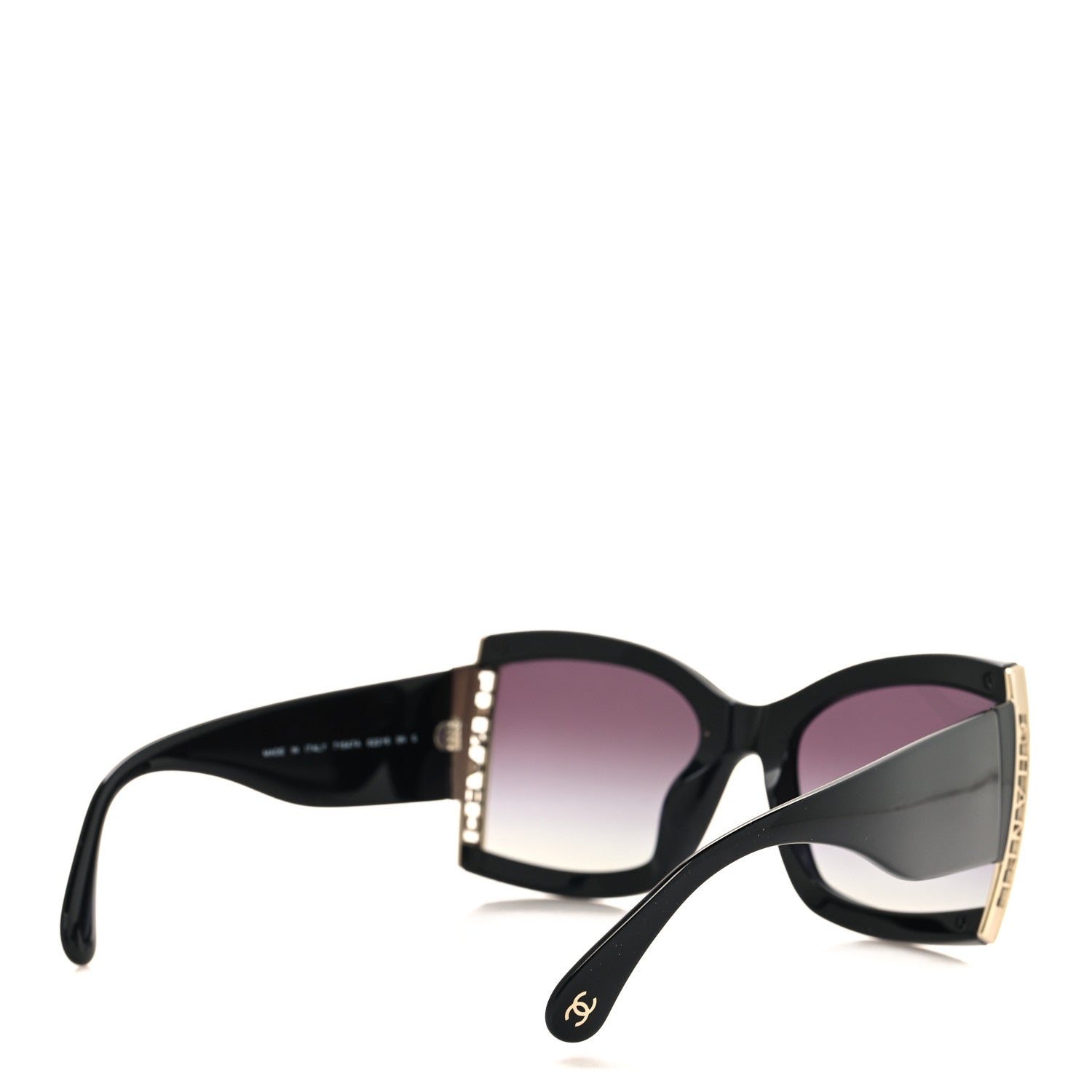 Chanel Acetate Metal Logo Square Sunglasses 71547A Black 4 of 7