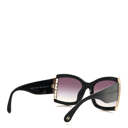 Chanel Acetate Metal Logo Square Sunglasses 71547A Black 4 of 7