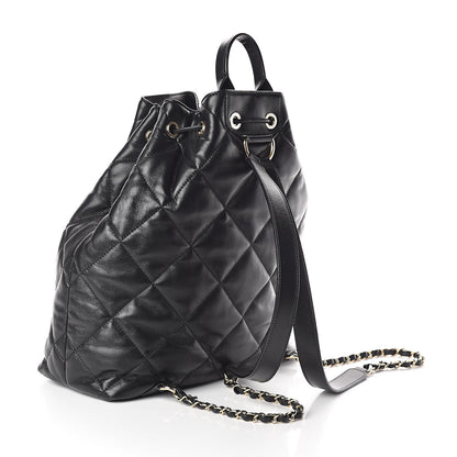 Chanel Lambskin Quilted Drawstring Backpack Black 3 of 9