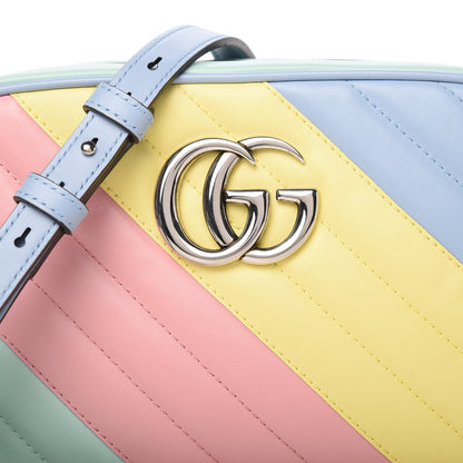 Gucci Calfskin Matelasse Diagonal Small GG Marmont Chain Shoulder Bag Multicolor Pastel 10 of 10