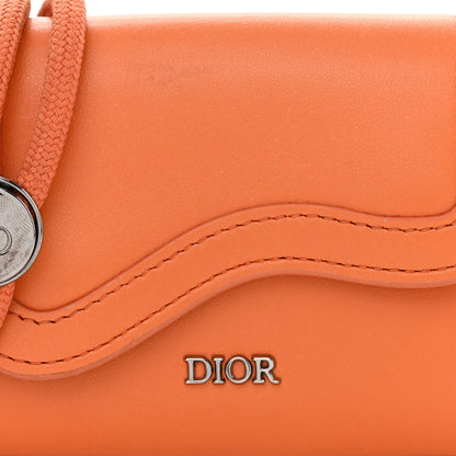 Christian Dior Smooth Calfskin Saddle Card Holder On Strap Orange 10 of 13