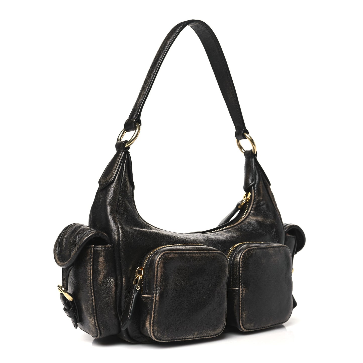 Distressed Nappa Pocket Bag Sand Coffee