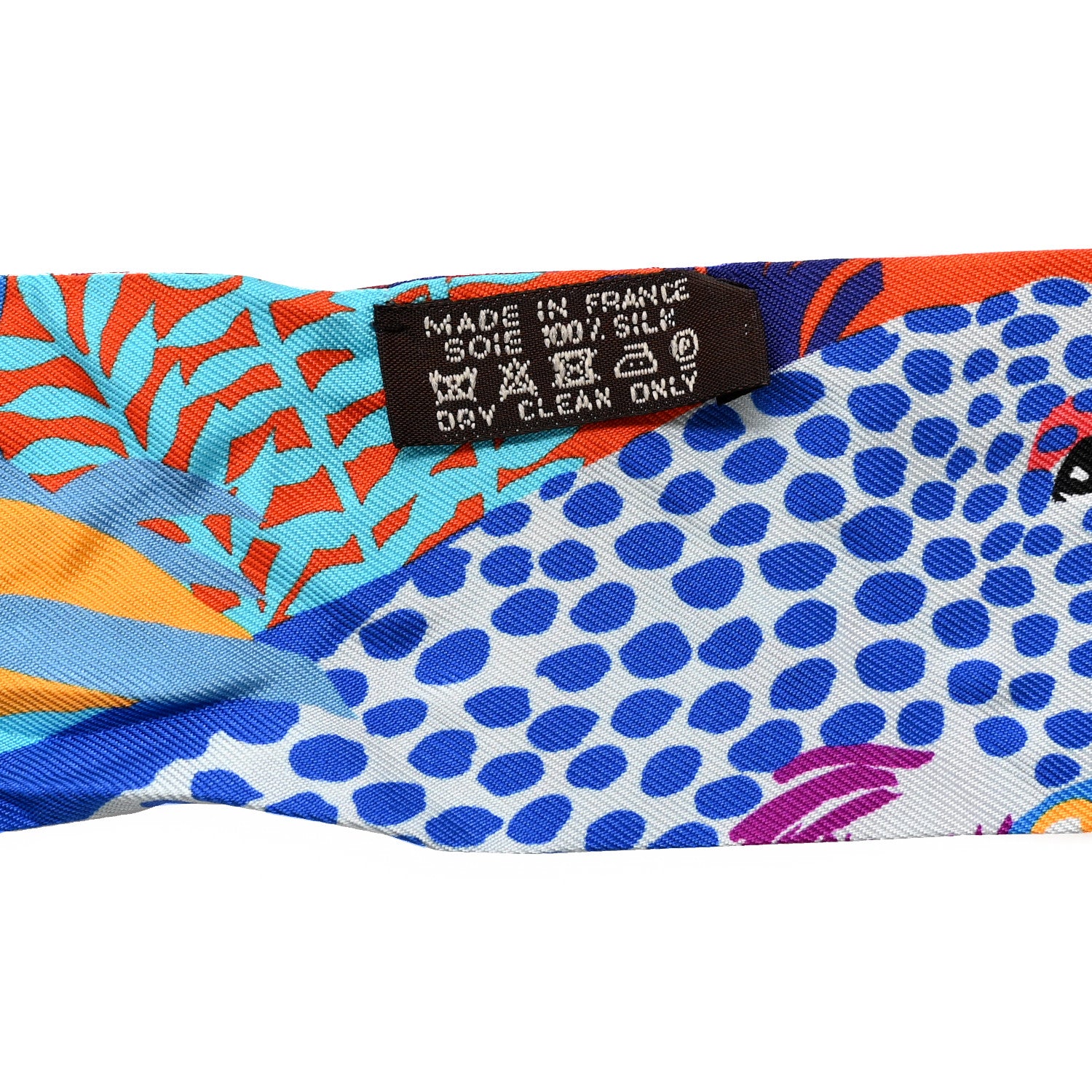 Hermes Silk Under The Waves Twilly Orange Bleu Fuchsia 3 of 4
