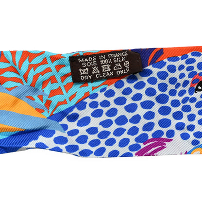 Hermes Silk Under The Waves Twilly Orange Bleu Fuchsia 3 of 4