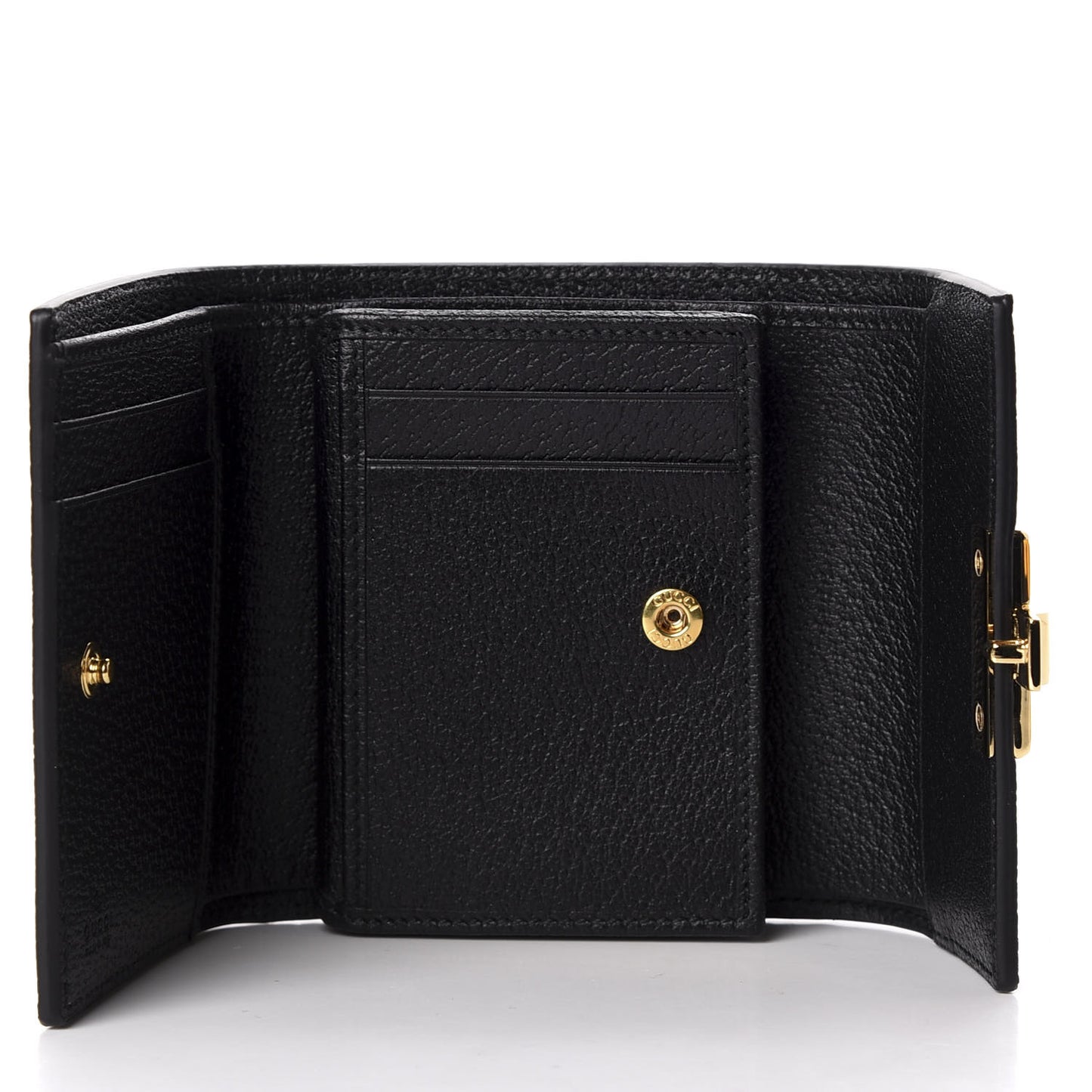 Calfskin Bee Star Print Padlock Wallet Black