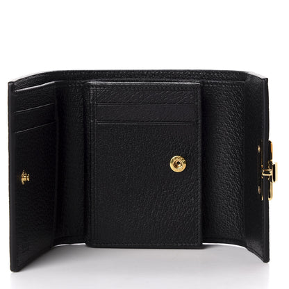 Gucci Calfskin Bee Star Print Padlock Wallet Black 5 of 7