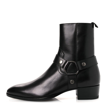 Saint Laurent Calfskin Mens Wyatt Marrakesh Harness Ankle Boots 40 Black 1 of 13