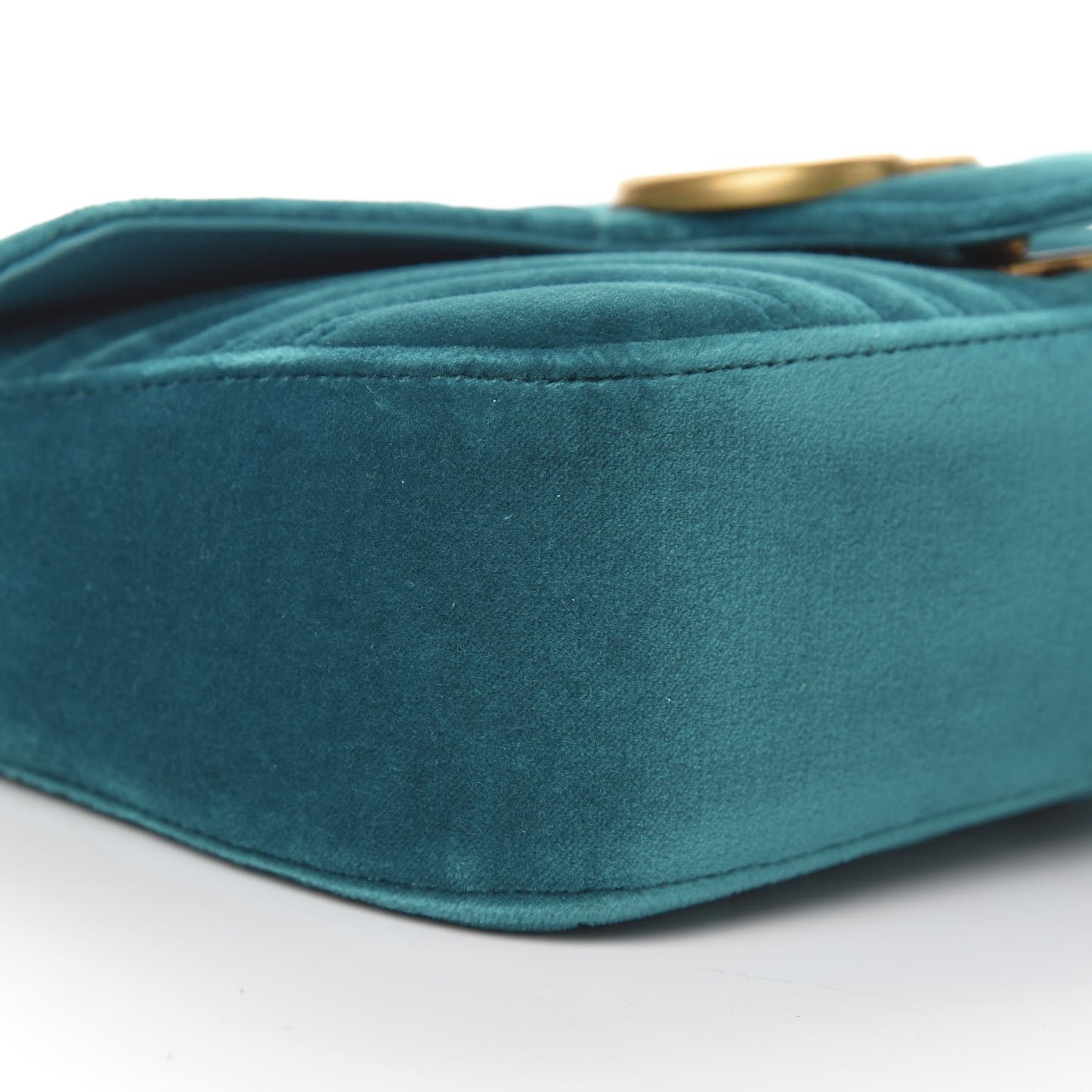 Velvet Matelasse Small GG Marmont Shoulder Bag Pavone Cyan