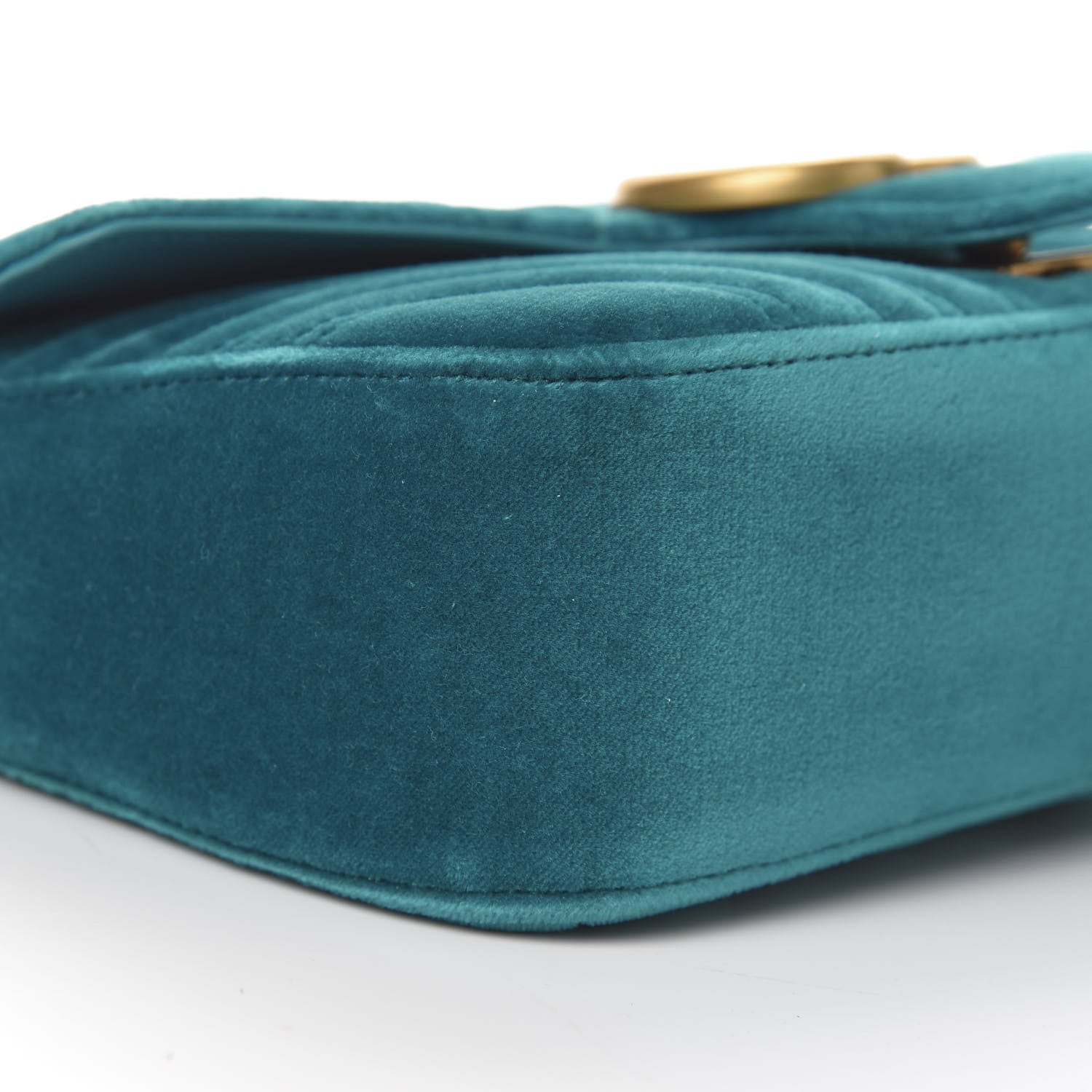 Gucci Velvet Matelasse Small GG Marmont Shoulder Bag Pavone Cyan 8 of 11