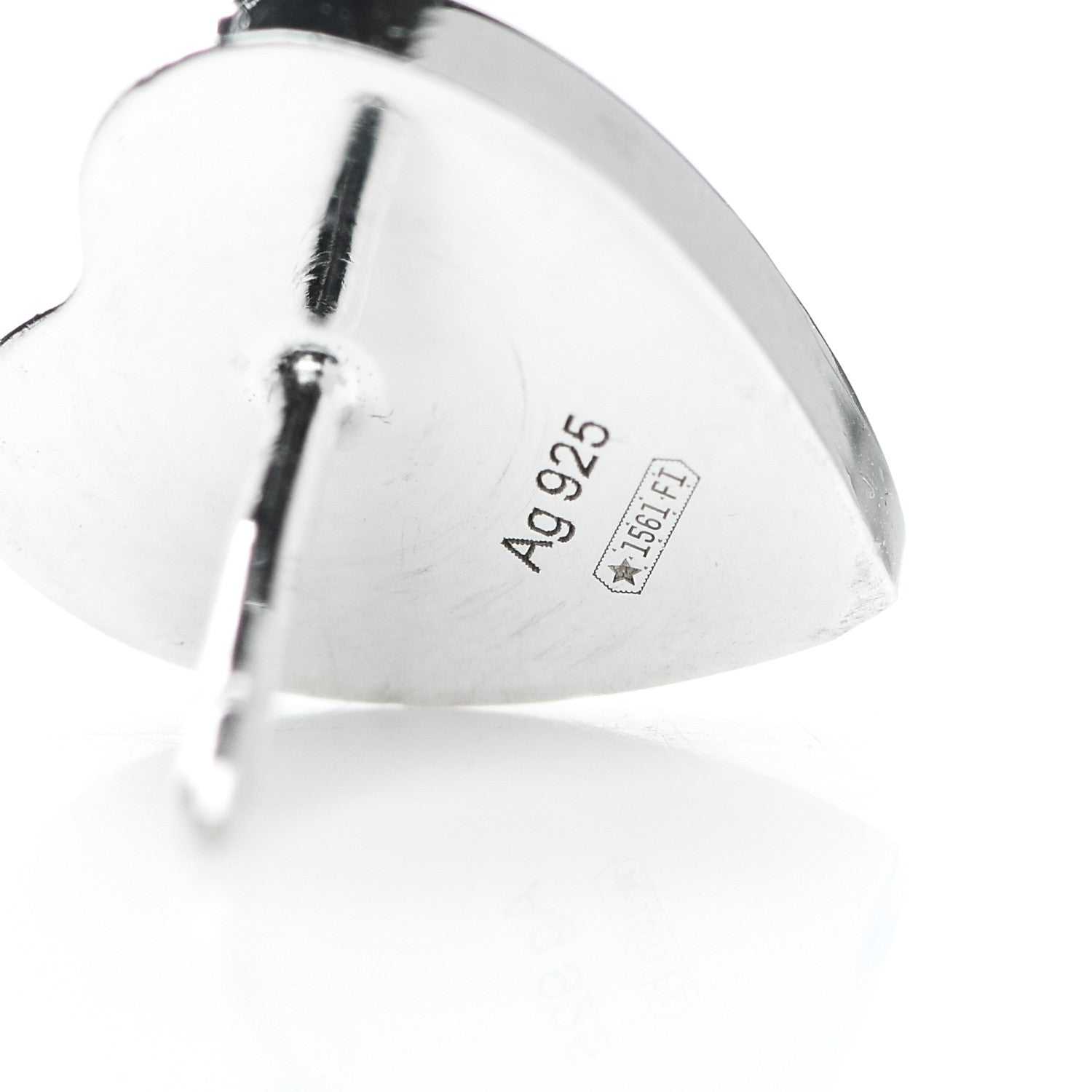 Gucci Sterling Silver Trademark Heart Stud Earrings 4 of 4