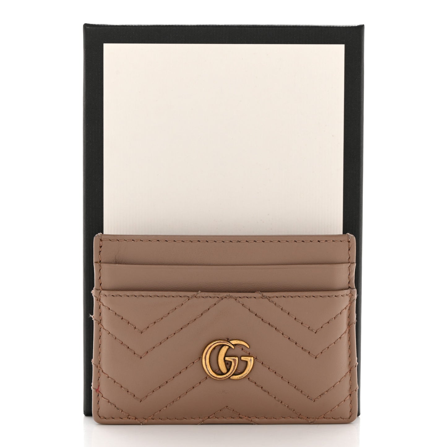 Calfskin Matelasse GG Marmont Card Holder Porcelain Rose