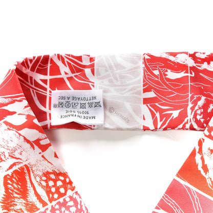 Hermes Silk Jungle Love Rainbow Twilly Rouge Bordeaux White 3 of 3