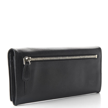 Prada Saffiano Continental Flap Wallet Black 3 of 9