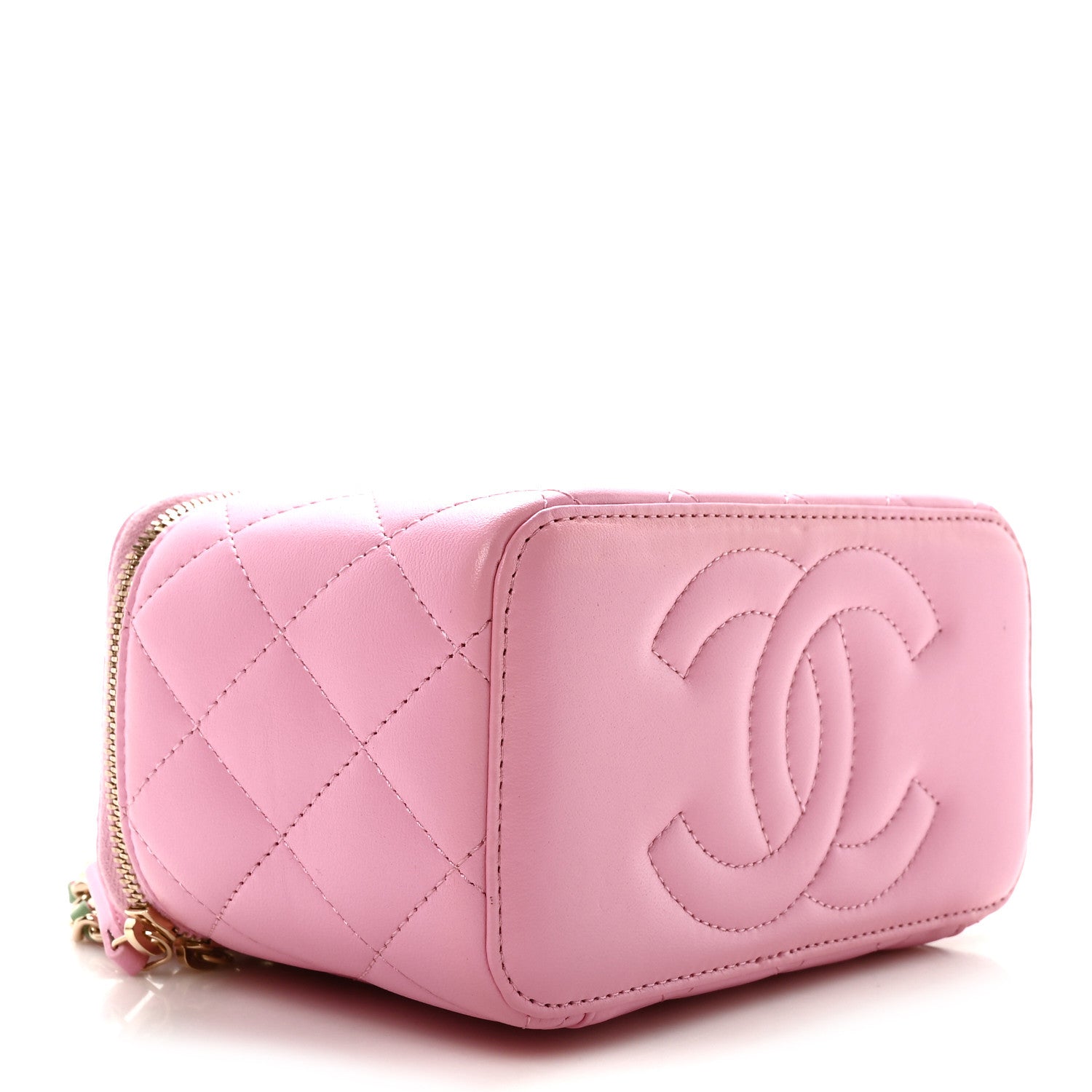 Chanel Lambskin Quilted Small Top Handle Vanity Case With Chain Lilac Light Green 4 of 10