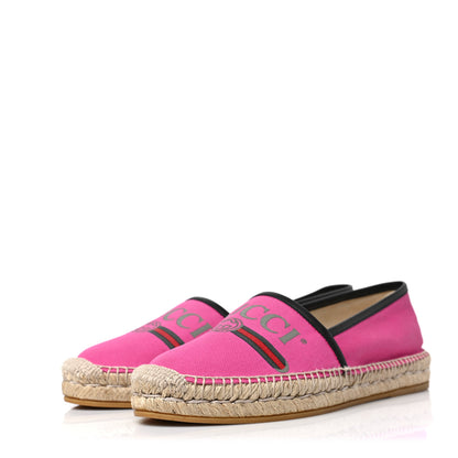Gucci Canvas Logo Espadrilles 38.5 Cyclamen Rose Black 3 of 8