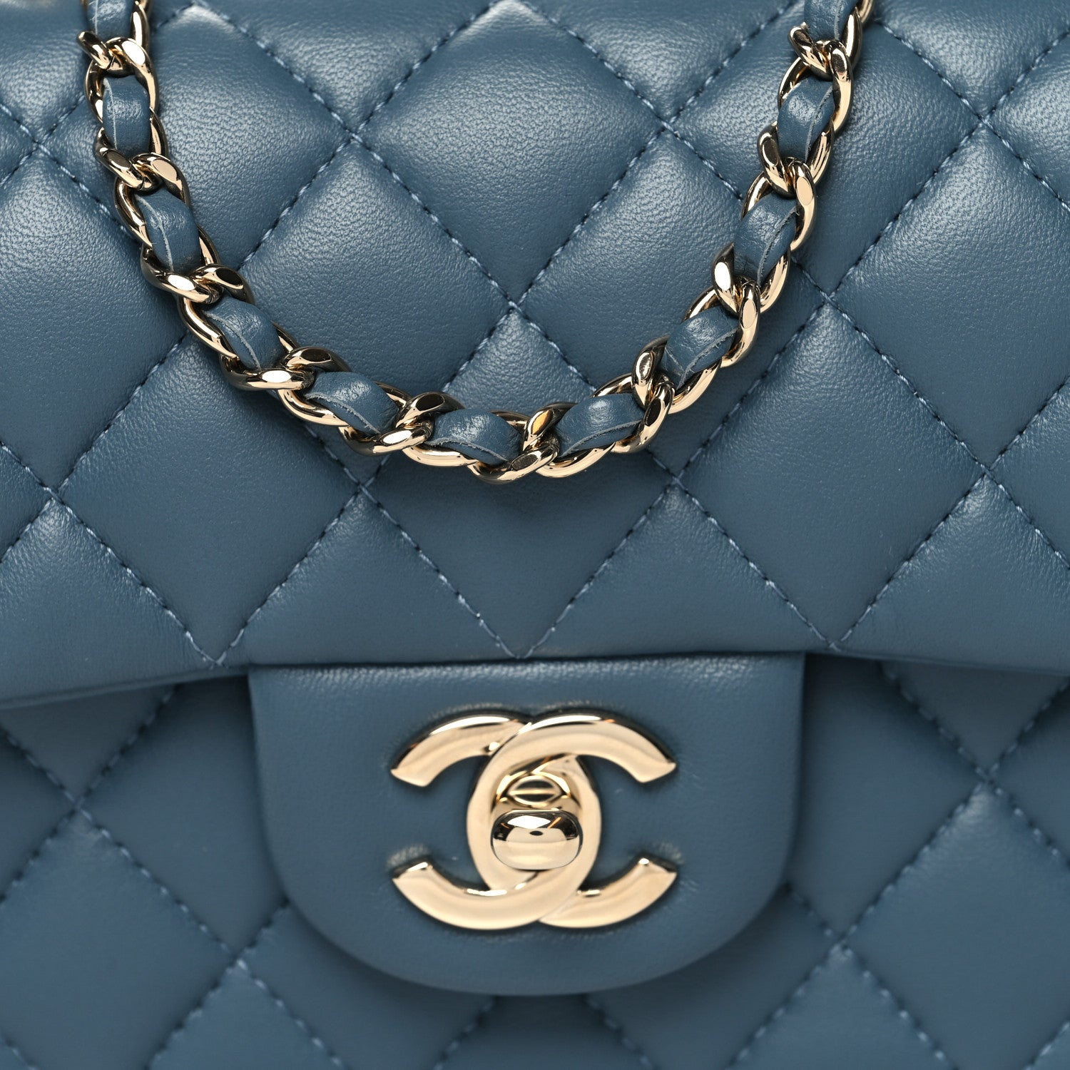 Chanel Lambskin Quilted Mini Top Handle Rectangular Flap Blue 8 of 11