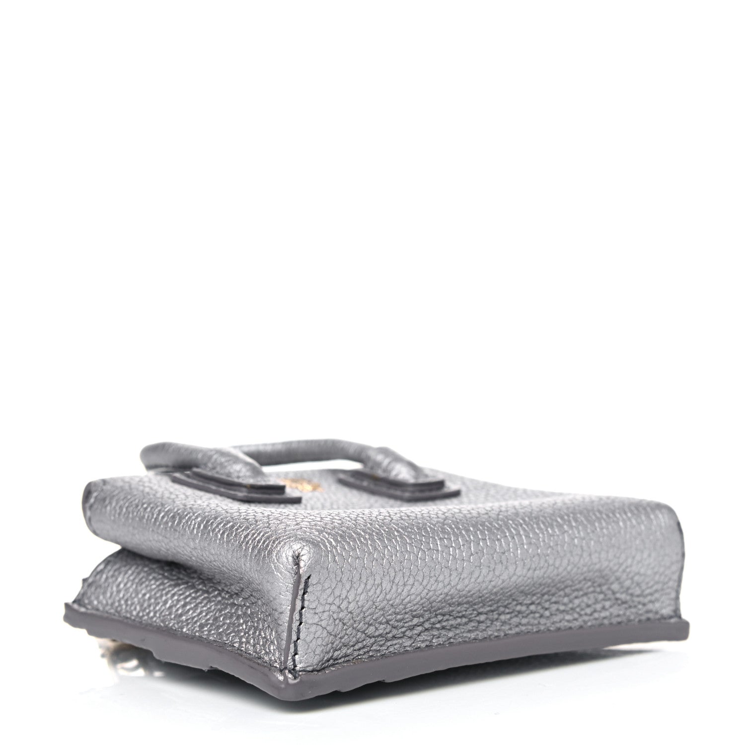 MCM Metallic Grained Calfskin Mini Milla Handbag Card Case Silver 3 of 4