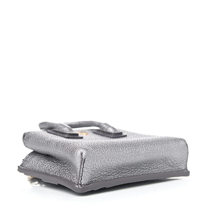 MCM Metallic Grained Calfskin Mini Milla Handbag Card Case Silver 3 of 4