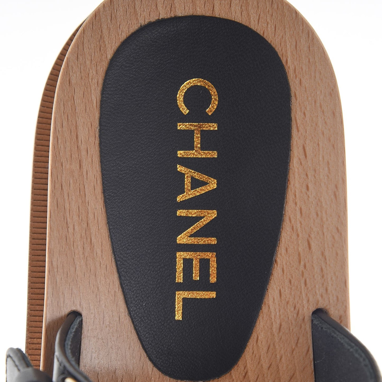 Calfskin Wood Buckle Mules 39 Black