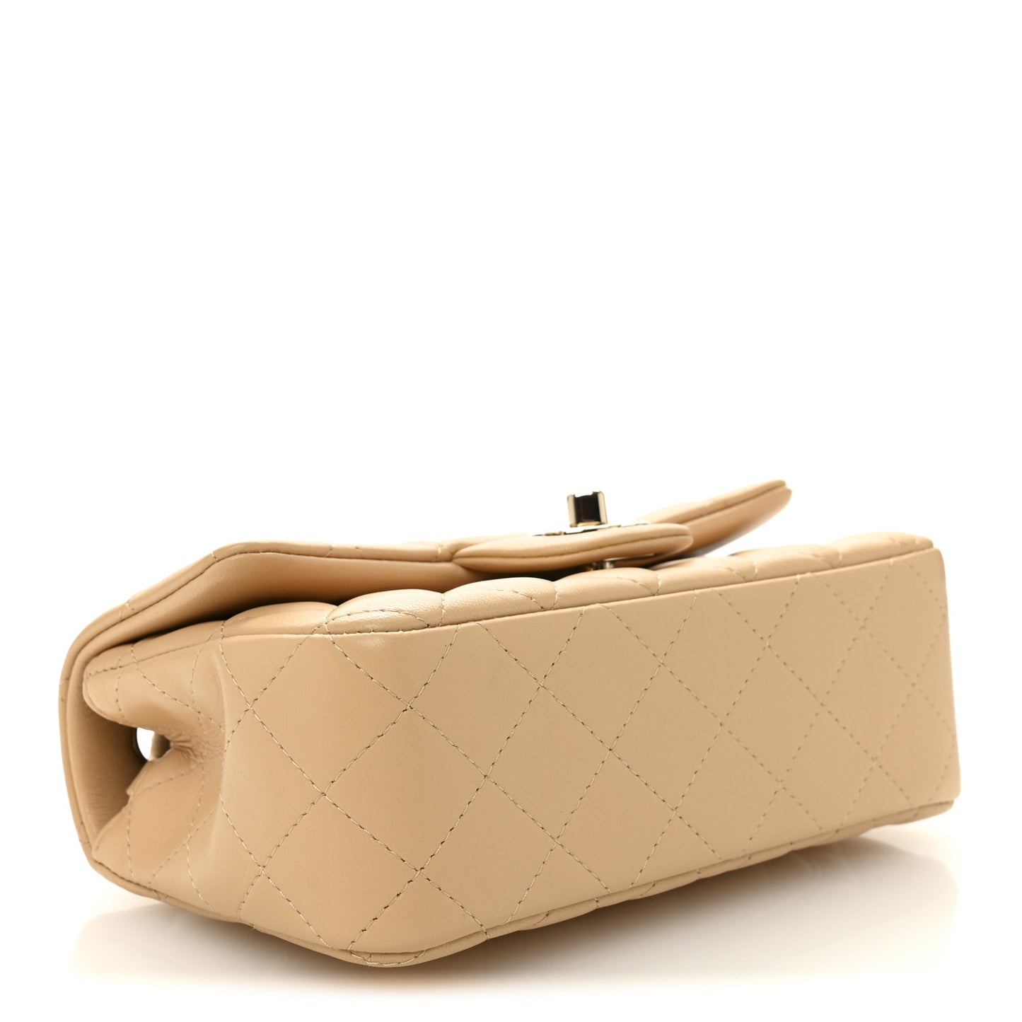 Lambskin Quilted Mini Rectangular Flap Beige
