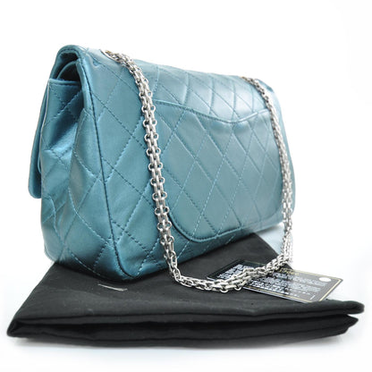 Chanel Leather 2.55 Reissue 227 Flap Metallic Turquoise 2 of 12