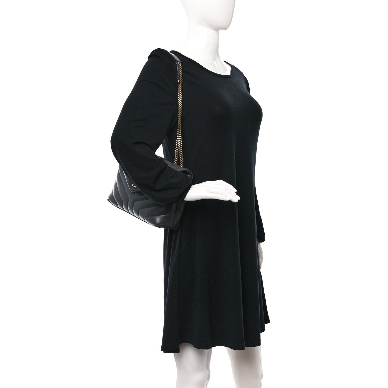 Saint Laurent Calfskin Y Quilted Monogram Small Loulou Chain Satchel Storm 2 of 11