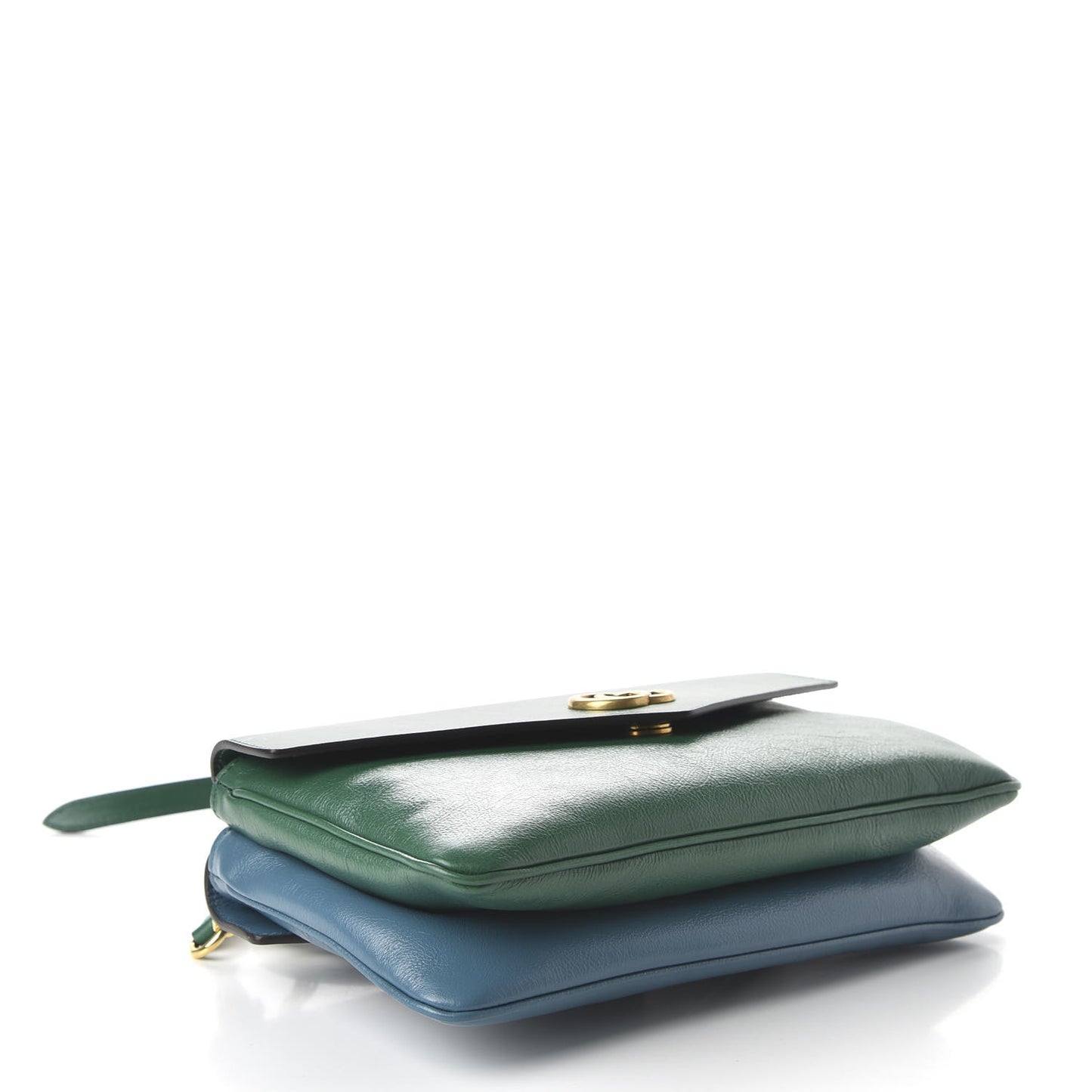 Calfskin Medium Thiara Double Envelope Shoulder Bag Blue Green