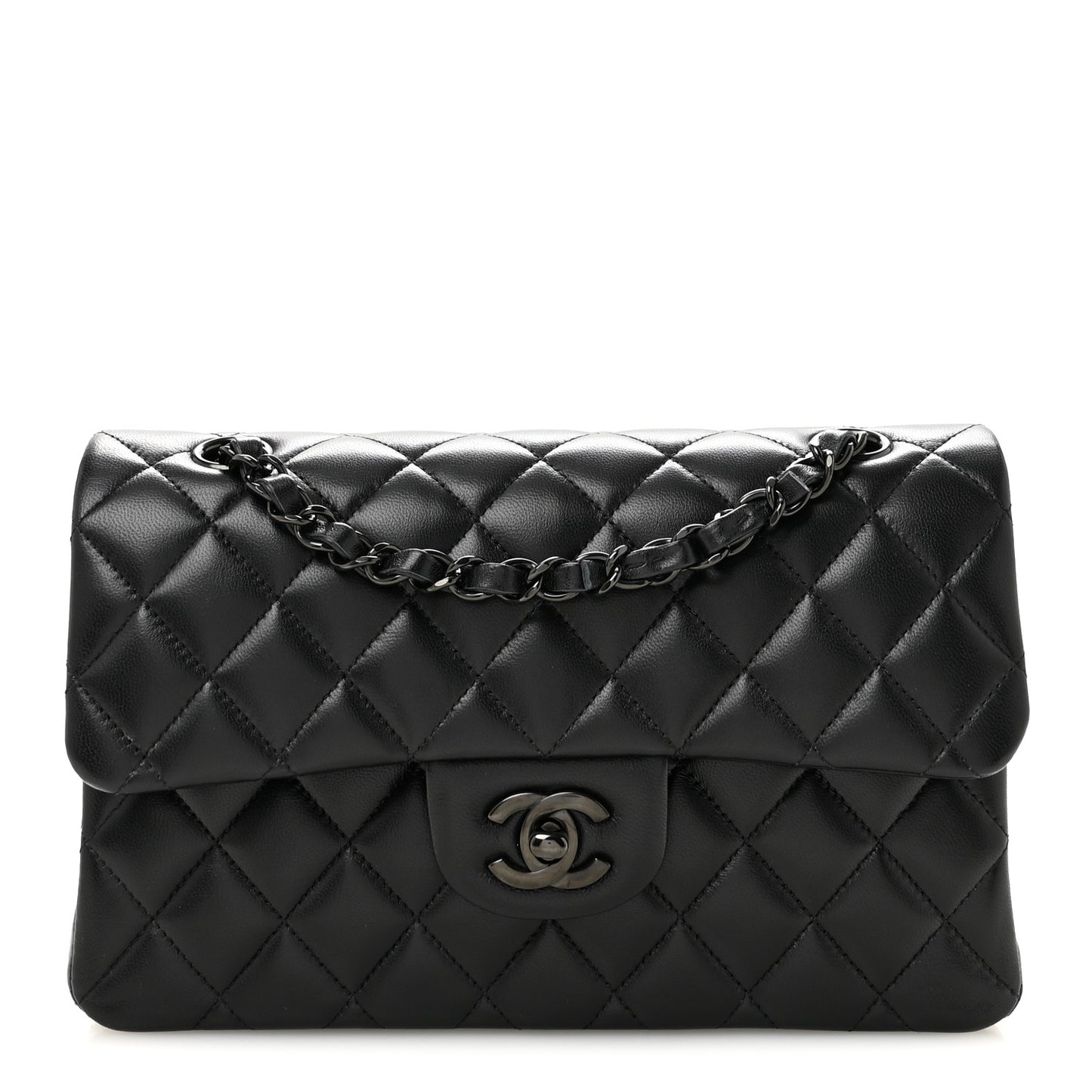 Lambskin Quilted Small Double Flap So Black