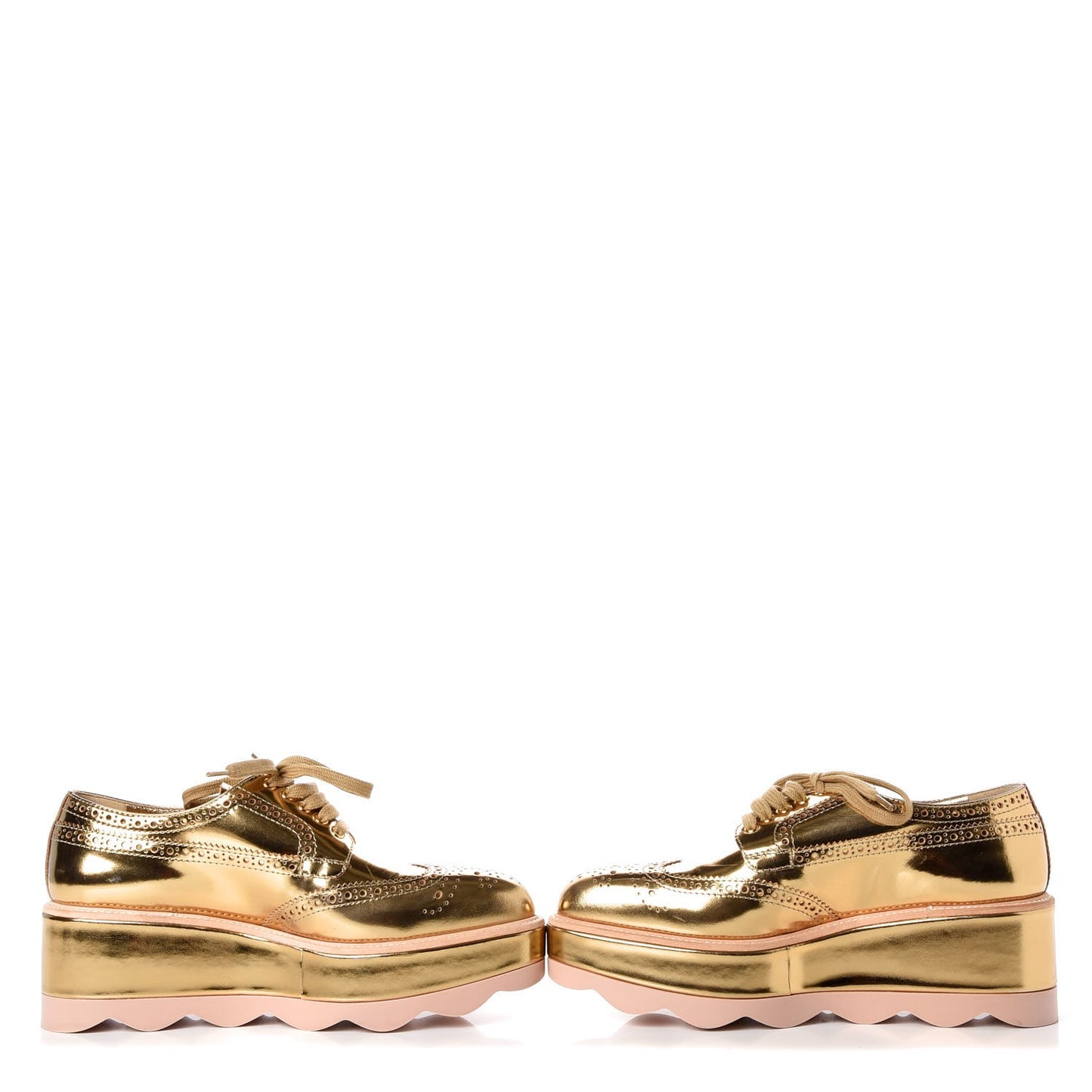 Metallic Calfskin Platform Oxfords Gold