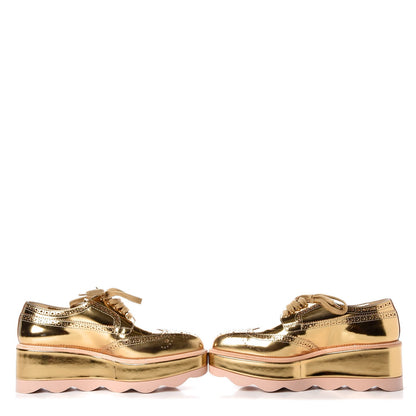 Prada Metallic Calfskin Platform Oxfords Gold 5 of 10