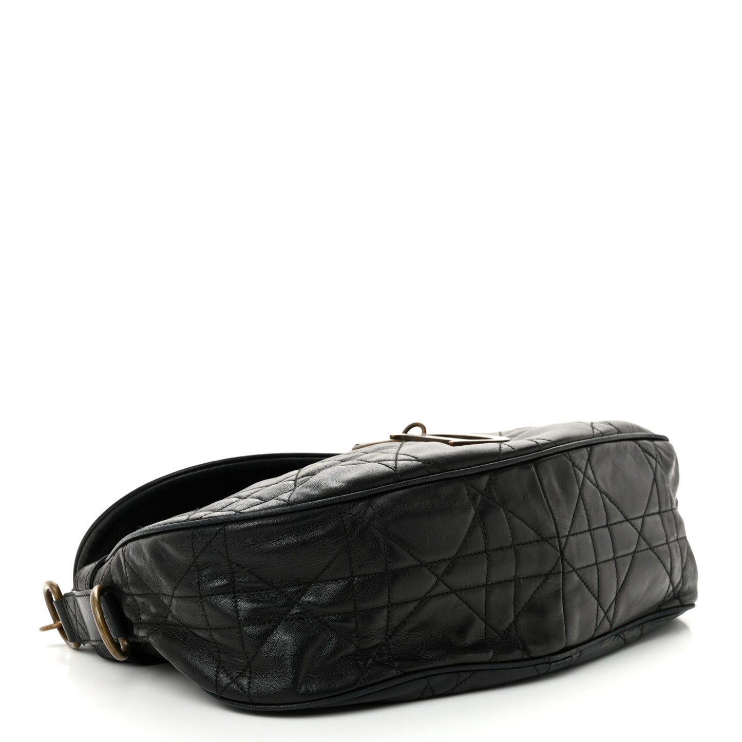 Lambskin Cannage Flap Messenger Bag Black