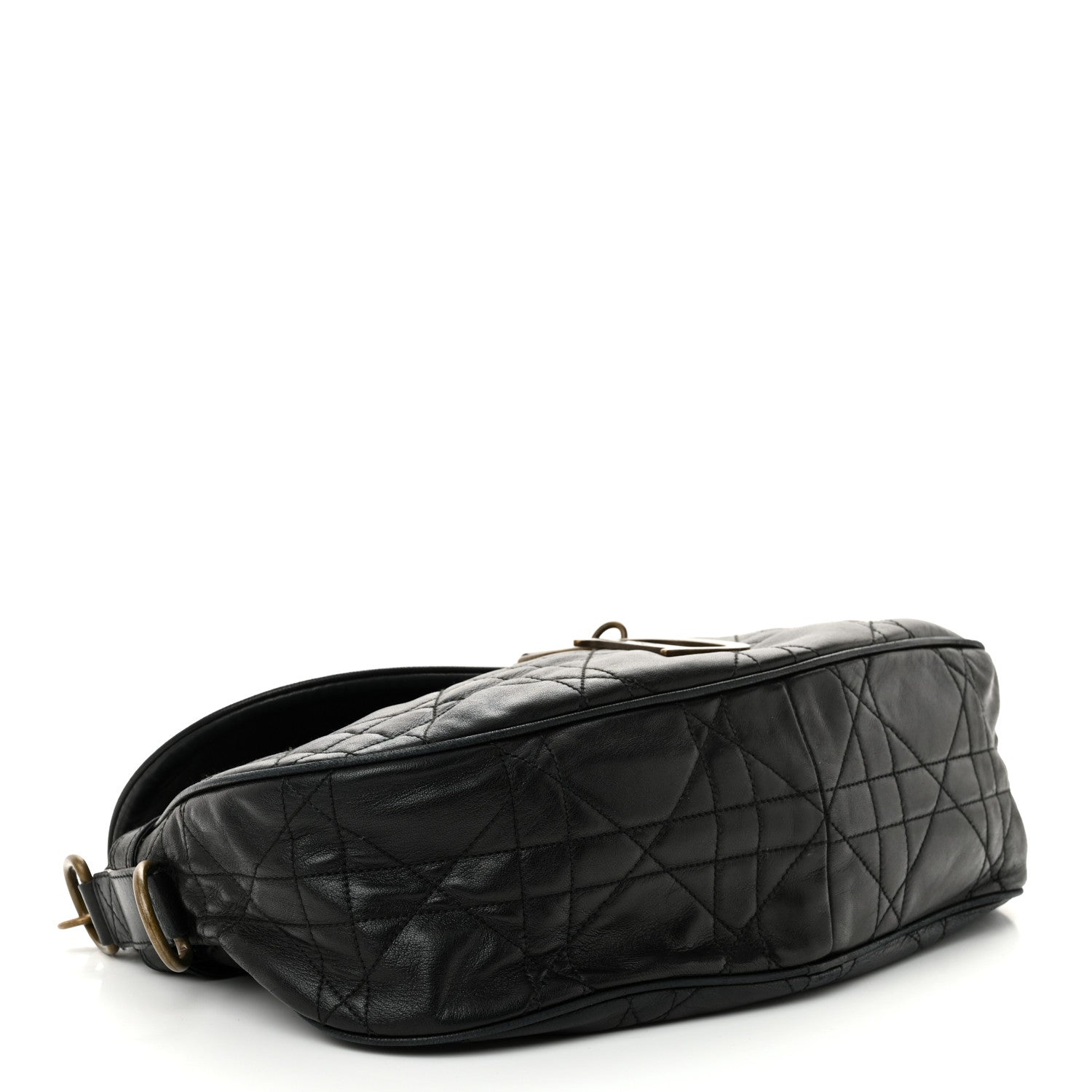 Christian Dior Lambskin Cannage Flap Messenger Bag Black 4 of 15