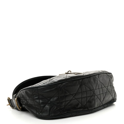Christian Dior Lambskin Cannage Flap Messenger Bag Black 4 of 15