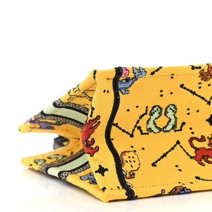 Christian Dior Canvas Embroidered Small Pixel Zodiac Book Tote Yellow Multicolor 9 of 10