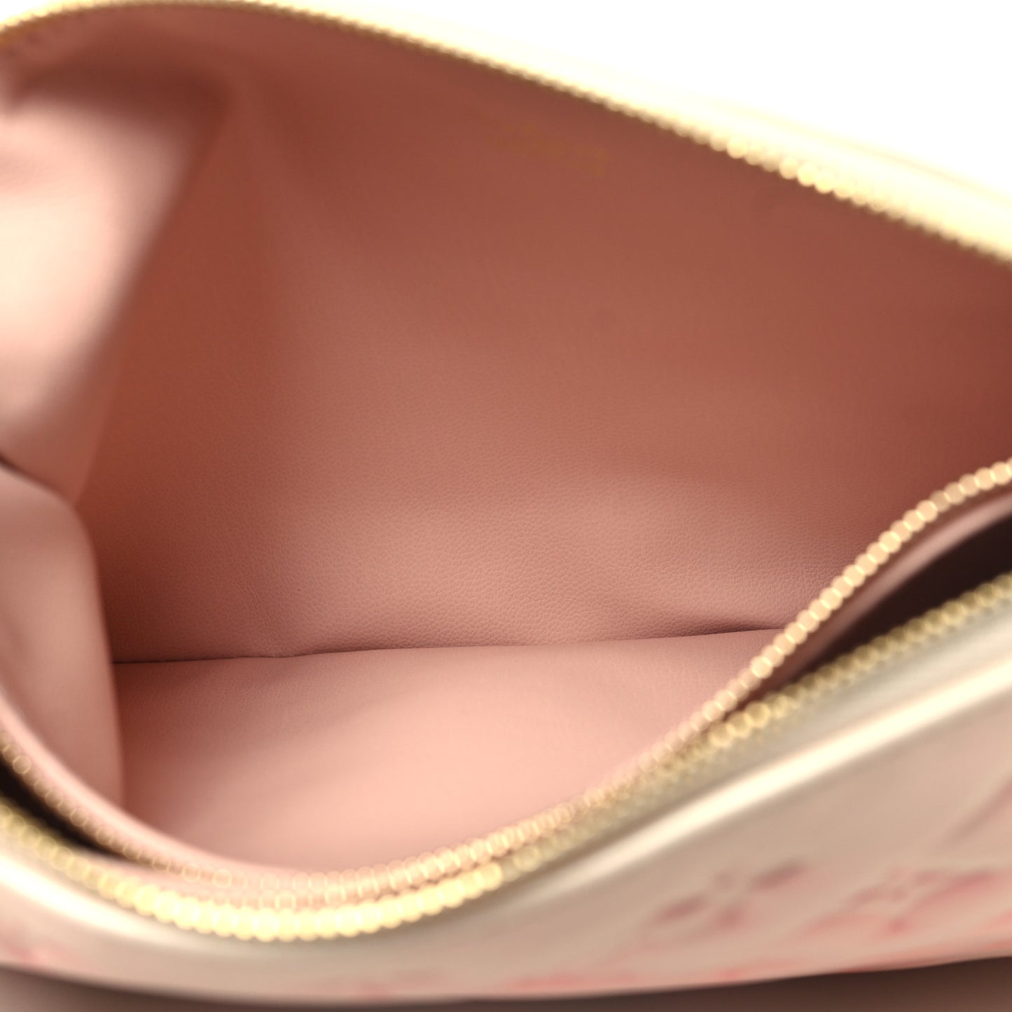 Pearlescent Lambskin Embossed Monogram Coussin PM Beige Rose