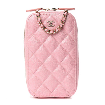 Chanel Iridescent Caviar Quilted Zip Phone Case Pink 1 of 10