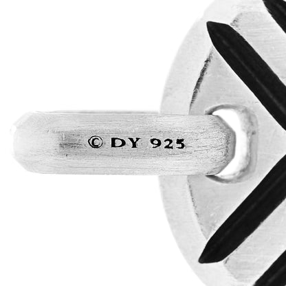David Yurman Sterling Silver Black Diamond Chevron Tag Pendant 4 of 5