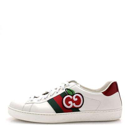 Gucci Calfskin Web GG Apple Embroidered Ace Sneakers 9.5 White 1 of 10