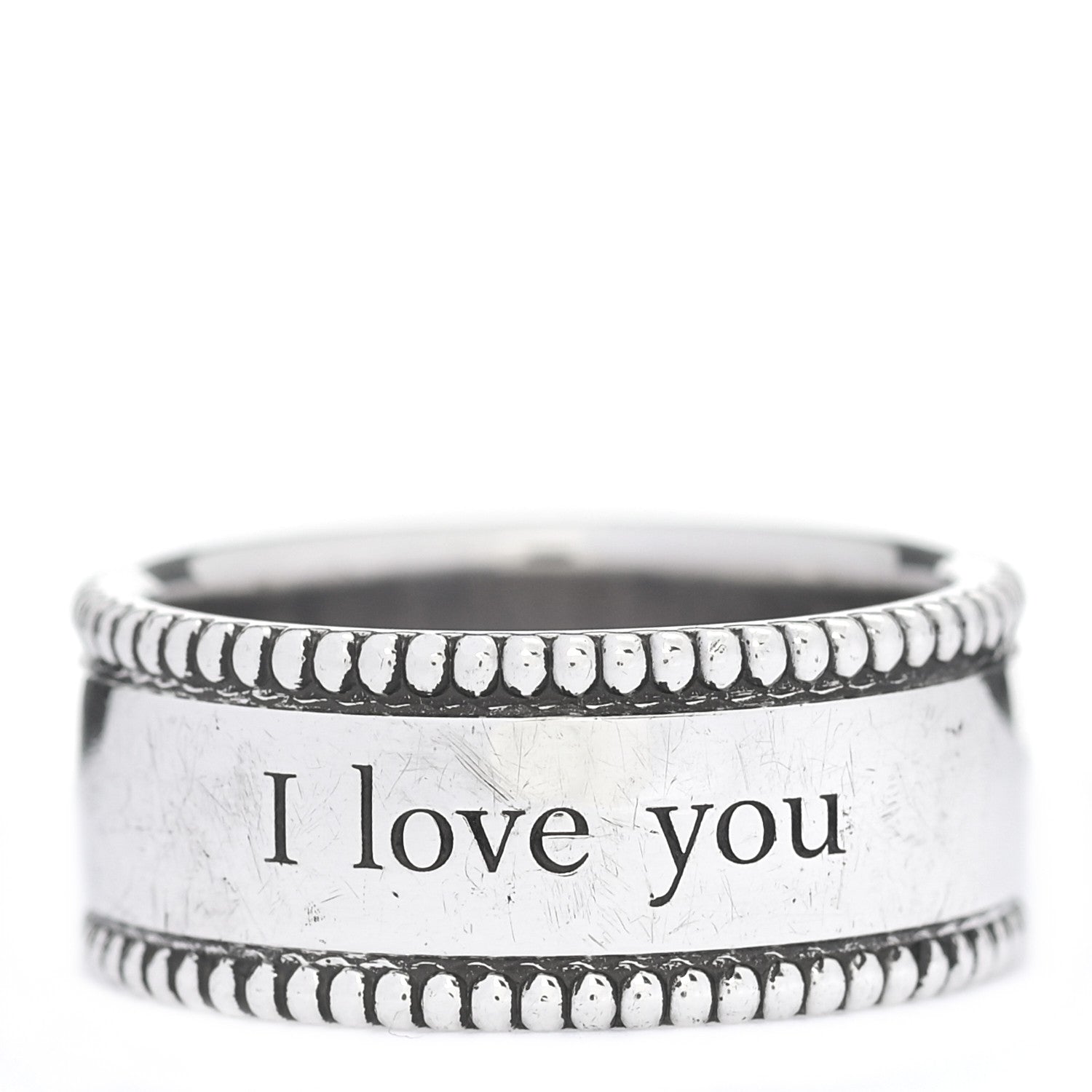 Tiffany Sterling Silver Milgrain I Love You Band Ring 50 5.5 1 of 5