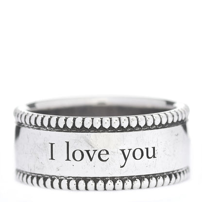 Tiffany Sterling Silver Milgrain I Love You Band Ring 50 5.5 1 of 5