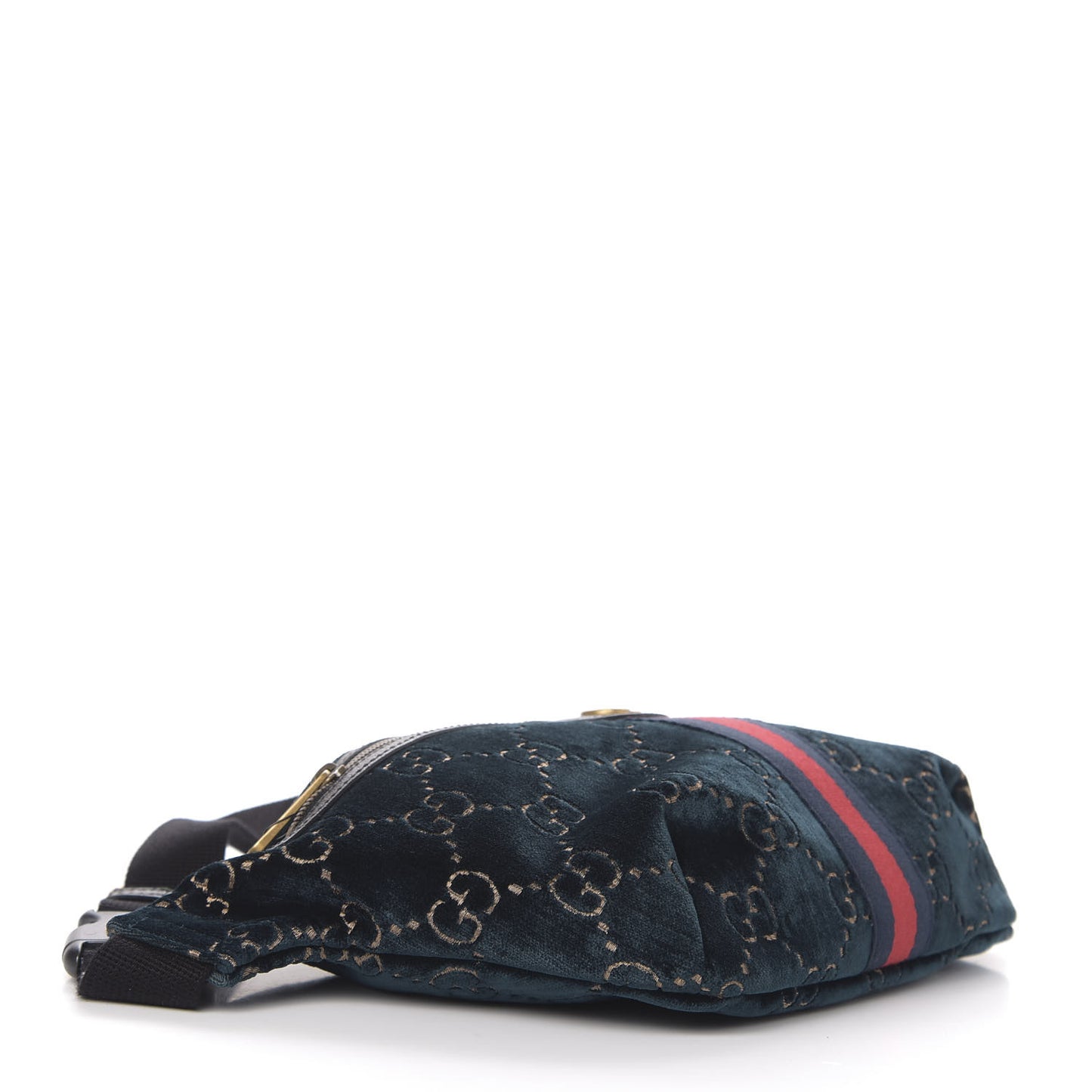 Velvet GG Monogram Web Belt Bag Blue Beige