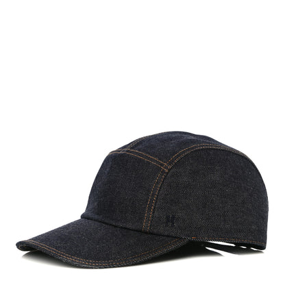 Hermes Cotton Denim Nevada Hat 58 Indigo 1 of 8